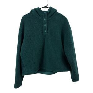 Outdoor Voices Mega Fleece Hoodie Jacket Womens Medium Green Snap Outdoors